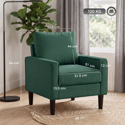 Removable Pillow Linen Accent Chair, Dark Green