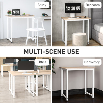 Computer Desk Dining Table Writing Table with Metal Frame, White