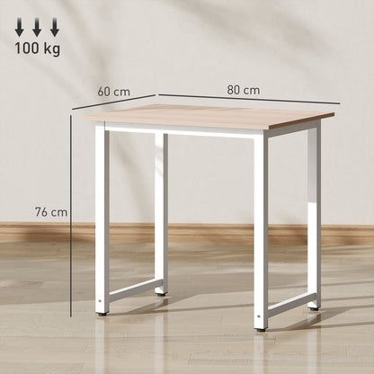 Computer Desk Dining Table Writing Table with Metal Frame, White