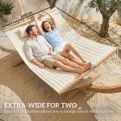 Double Hammock 2-Person Padded Swing Bed Cream White