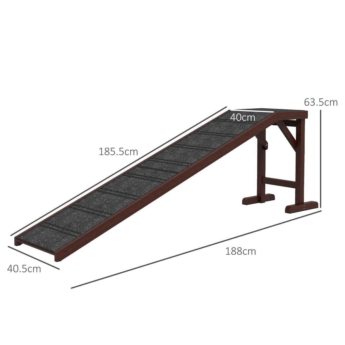 Pet Ramp for Dogs Cats with Non-Slip Carpet for Bed Sofa, Brown