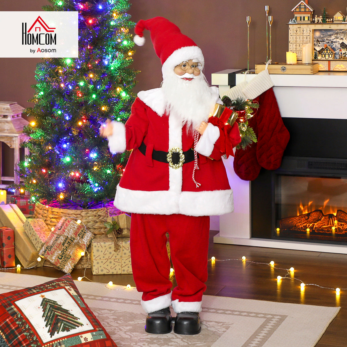 Life Size Animated Santa Claus with Sound Activated for Party