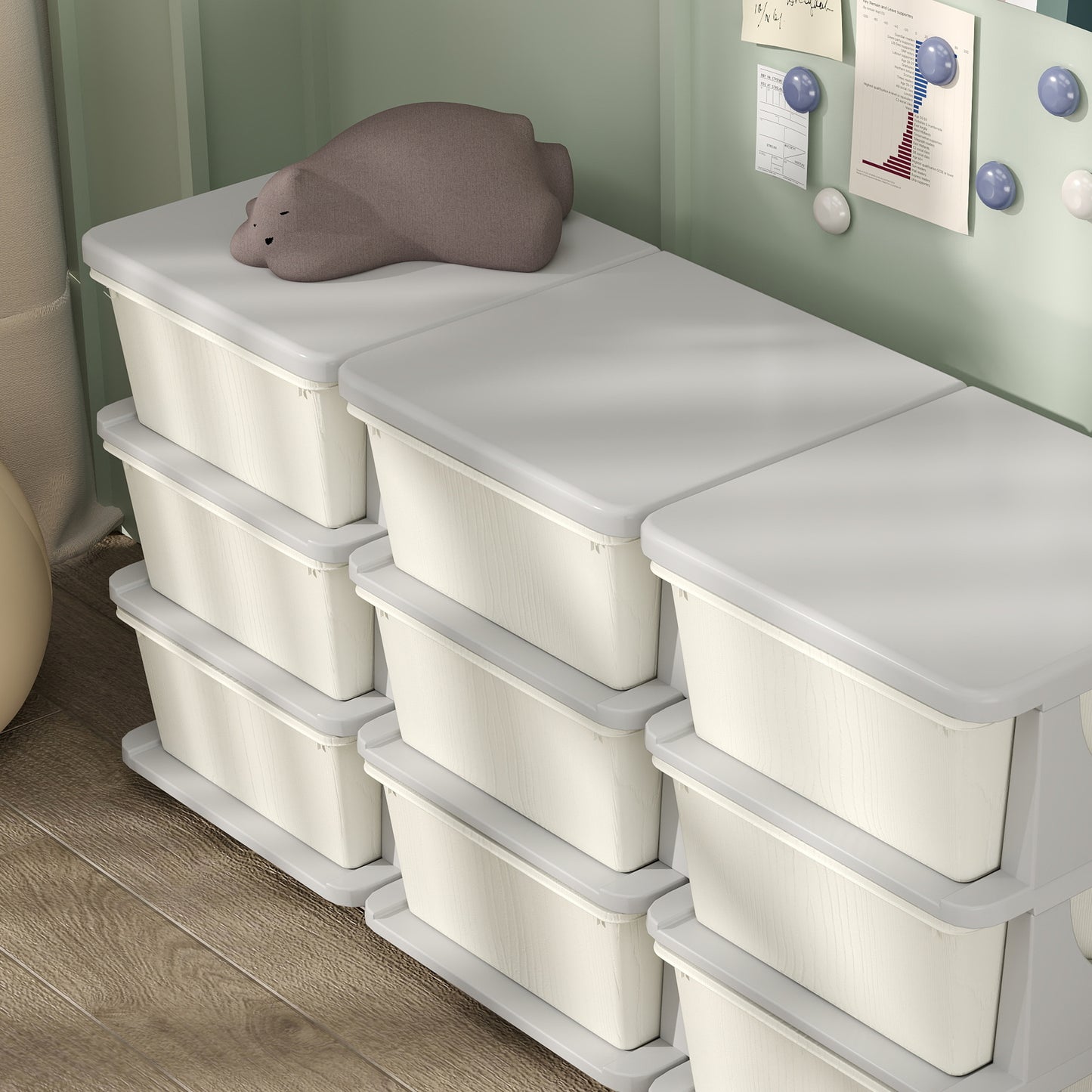 Kids Storage Units with Drawers 3 Tier Chest Dresser Tower Cream