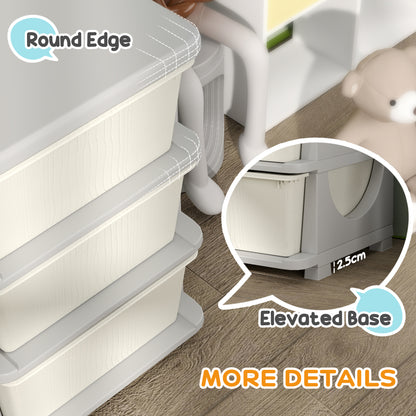 Kids Storage Units with Drawers 3 Tier Chest Dresser Tower Cream