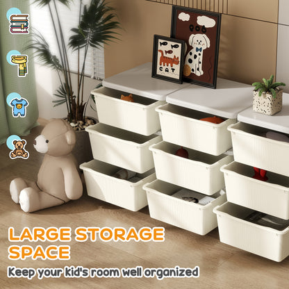 Kids Storage Units with Drawers 3 Tier Chest Dresser Tower Cream