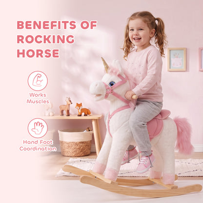 Plush Rocking Unicorn with Sounds and Moving Mouth and Tail - White