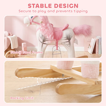 Plush Rocking Unicorn with Sounds and Moving Mouth and Tail - White