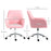 Home Office Chair Leather-Feel Fabric Swivel Chair with Armrests Pink