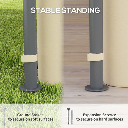 3 x 3 m Double Roof Outdoor Gazebo with Curtains, Beige