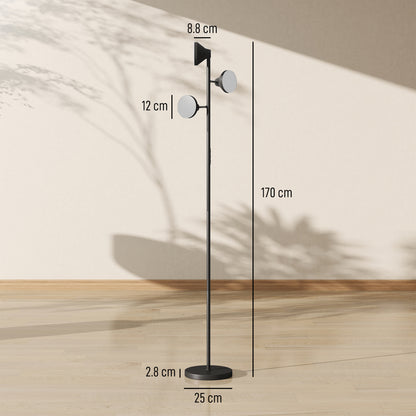 RGB Floor Lamp with 3 Rotatable Head, Modern Standing Lamp, Black