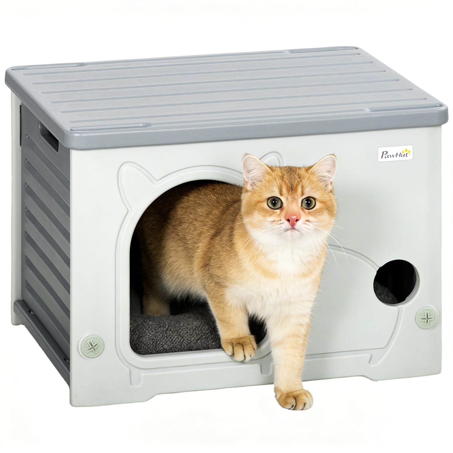 Cat House Stackable Cat Bed for Indoor Outdoor Grey