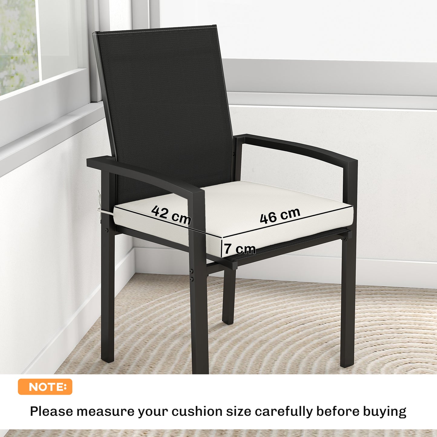 Seat Cushions with Machine Washable Cover Cream White