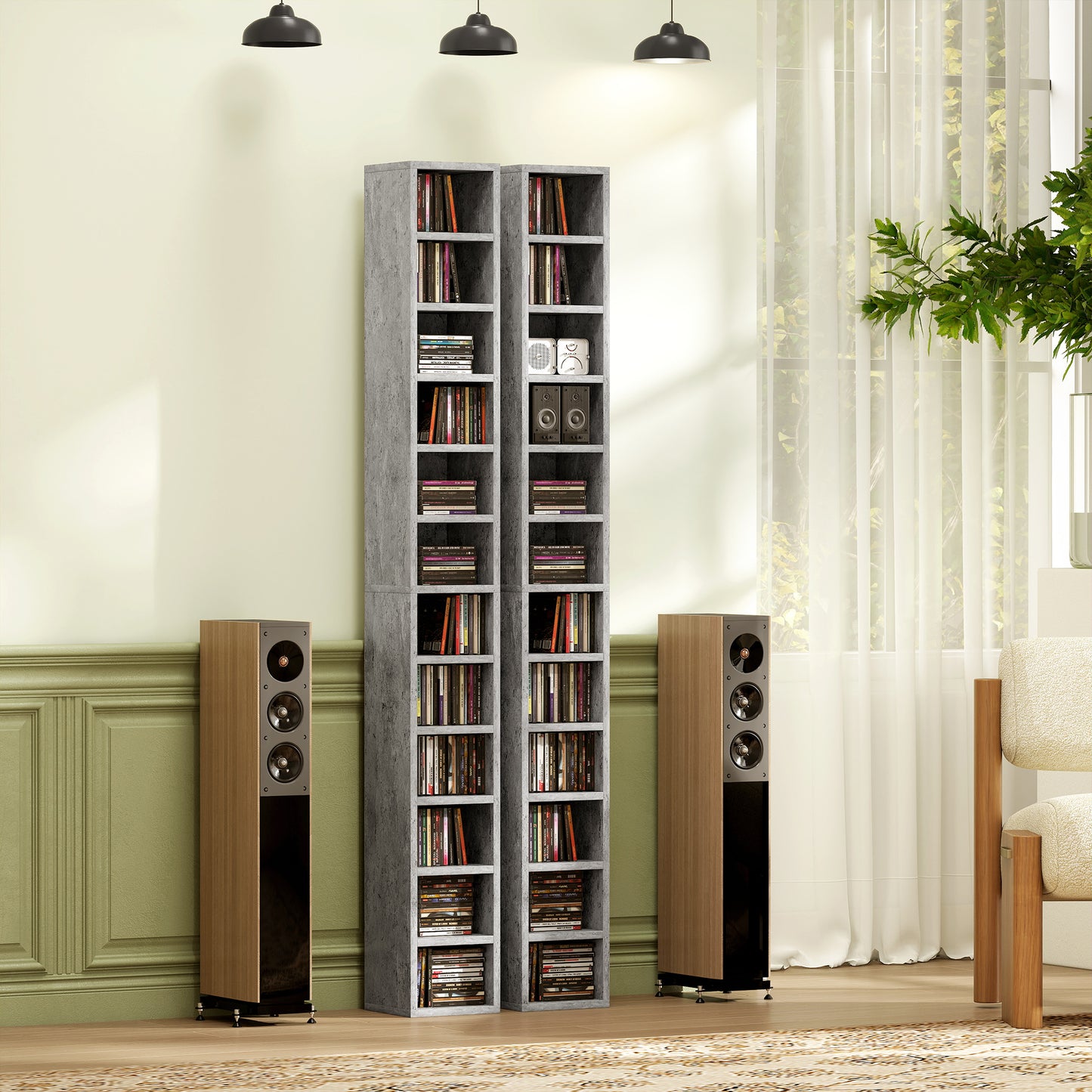 204 CD Storage Tower, Tall Storage Tower with 12 Tiers, Cement Grey