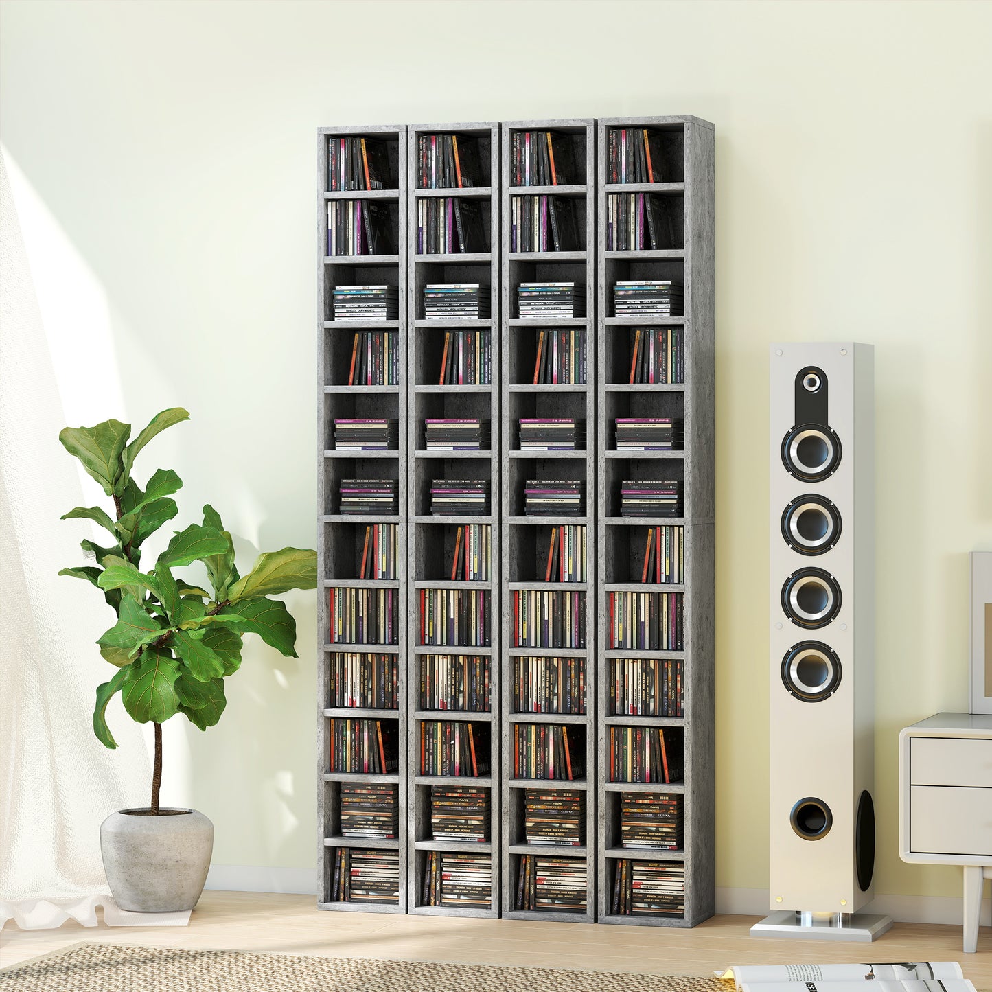 204 CD Storage Tower, Tall Storage Tower with 12 Tiers, Cement Grey