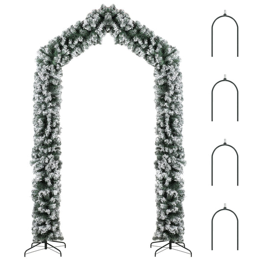 9ft Flocked Snow Christmas Tree Arch with 1400 Branch Tips, Green