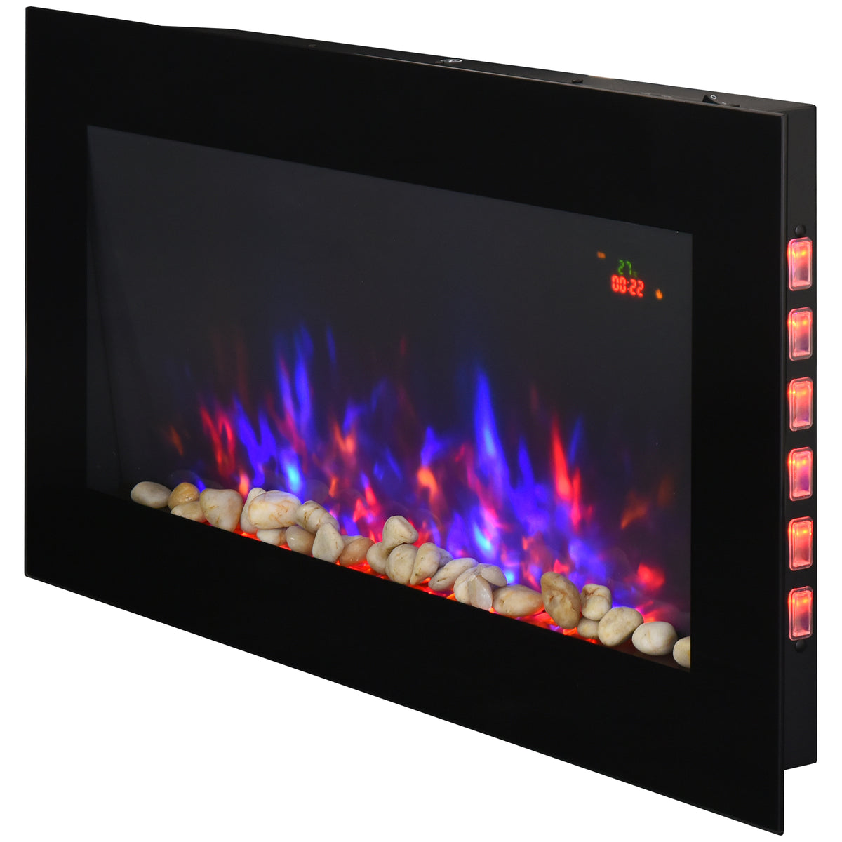 1000W/2000W LED Electric Fireplace Automatic Function Remote Timer Safe