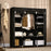 Fabric Wardrobe, Portable Wardrobe with 10 Shelves, 1 Hanging Rail, Foldable Closets, 150 x 43 x 162.5 cm, Black