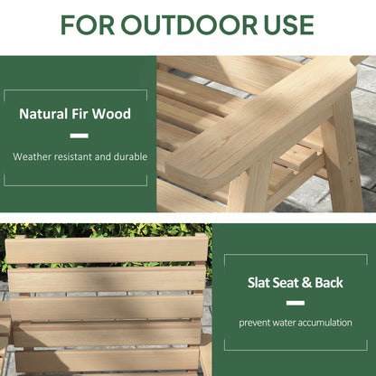 Convertable 3-Seater Wood Bench Table Garden w/ Armrests Natural