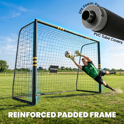 Football Goal, 10 x 6.5ft Football Net with EPE Padding, Yellow