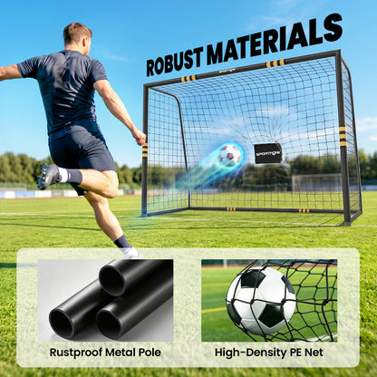 Football Goal, 10 x 6.5ft Football Net with EPE Padding, Yellow