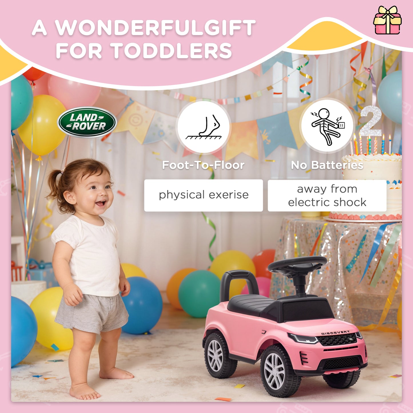 Land Rover Licensed Ride on Car for Toddlers 18-36 Months, Pink