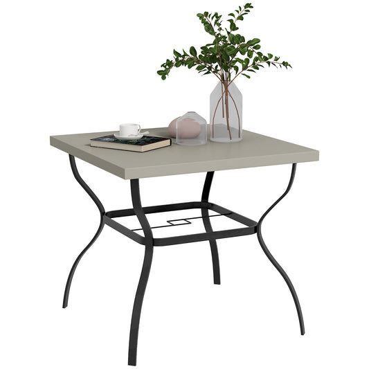 Garden Dining Table w/ Umbrella Hole, Dining Table for 4, Grey