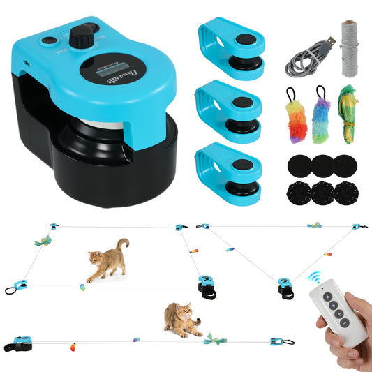 Interactive Cat Toy for Indoor Kittens & Adult, Automatic & Remote Control Electric Cat Toy with Adjustable Speed, DIY Track & Mouse Sound, Rechargeable Boredom Buster