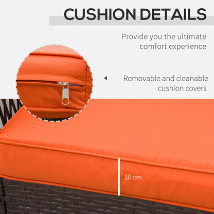 3 Pieces Rattan Bistro Set with Tempered Glass Table Orange