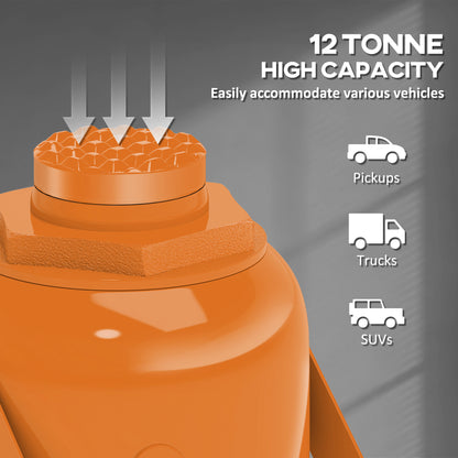 12 Tonne Hydraulic Bottle Jack, 19-37 cm Car Jack Lift, Orange