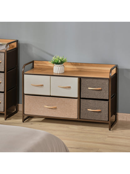 Drawer Dresser Tower Unit Clothes Storage Organizer with Wood Top, Steel Frame