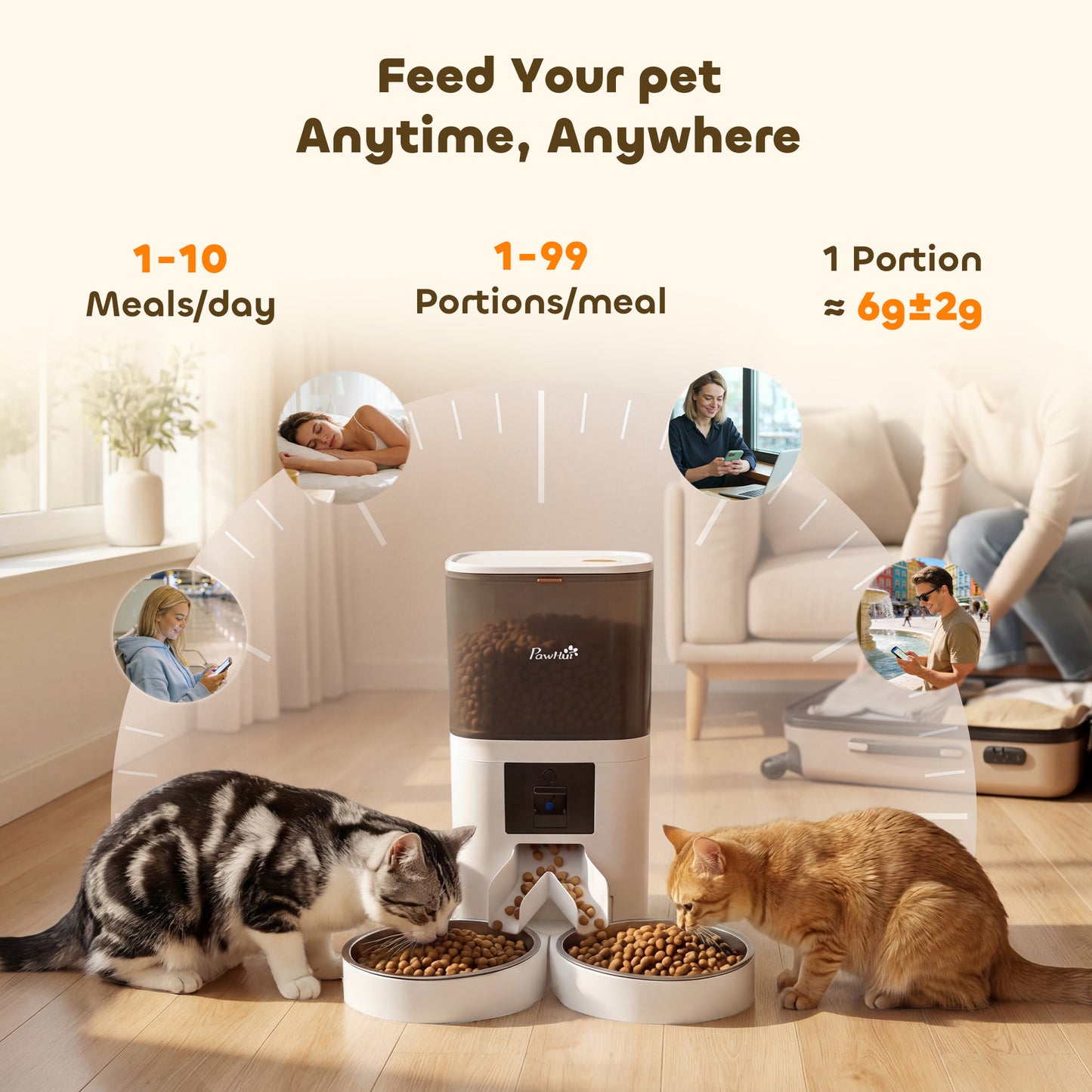 Smart Cat Feeder with HD Camera, 5G WiFi & Voice Recorder 6L