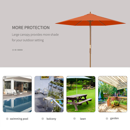 2.5m Wood Garden Parasol Sun Shade Outdoor Wooden Umbrella Canopy