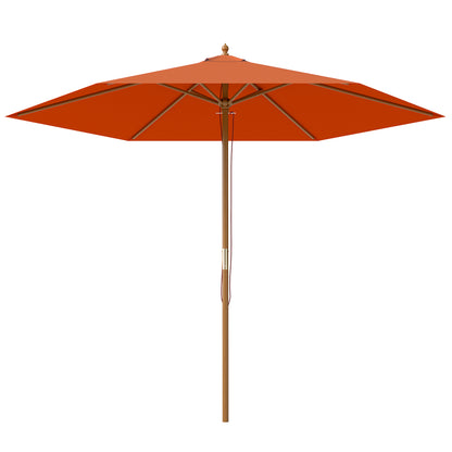 2.5m Wood Garden Parasol Sun Shade Outdoor Wooden Umbrella Canopy