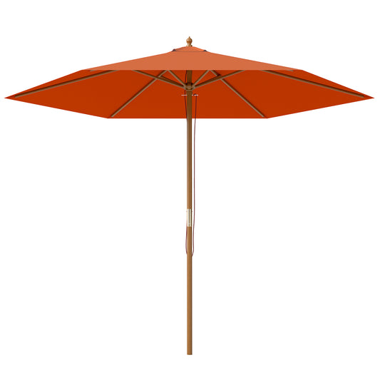 2.5m Wood Garden Parasol Sun Shade Outdoor Wooden Umbrella Canopy