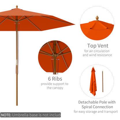2.5m Wood Garden Parasol Sun Shade Outdoor Wooden Umbrella Canopy