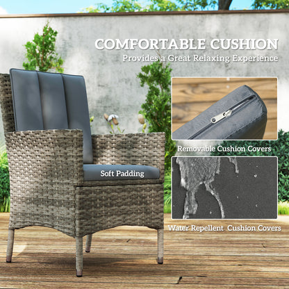 6 Seater Rattan Outdoor Dining Set with Cushions, Light Grey