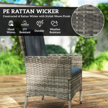 6 Seater Rattan Outdoor Dining Set with Cushions, Light Grey