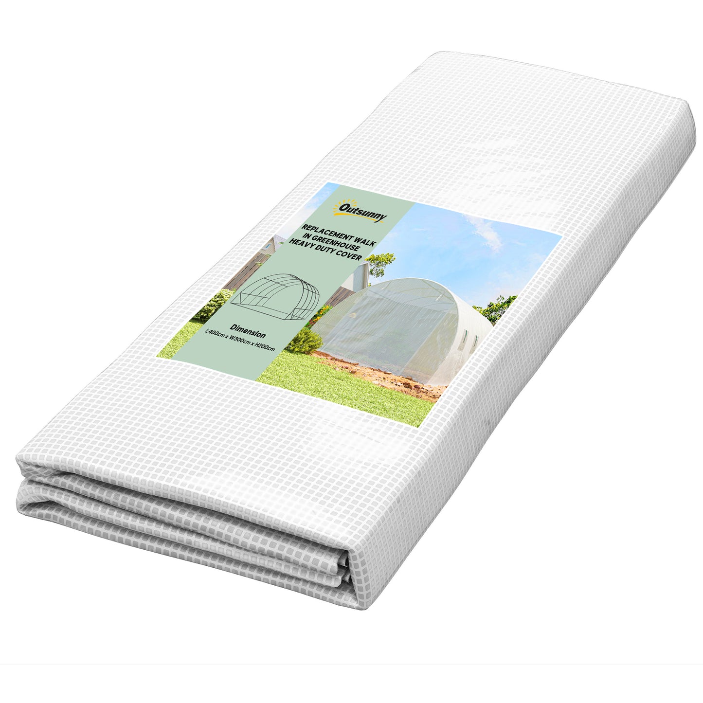 4 x 3 x 2m Polytunnel Greenhouse Replacement Cover ONLY Winter Garden Plant PE Cover for Tunnel Walk-in Greenhouse with Roll-up Windows Door Outdoor, White