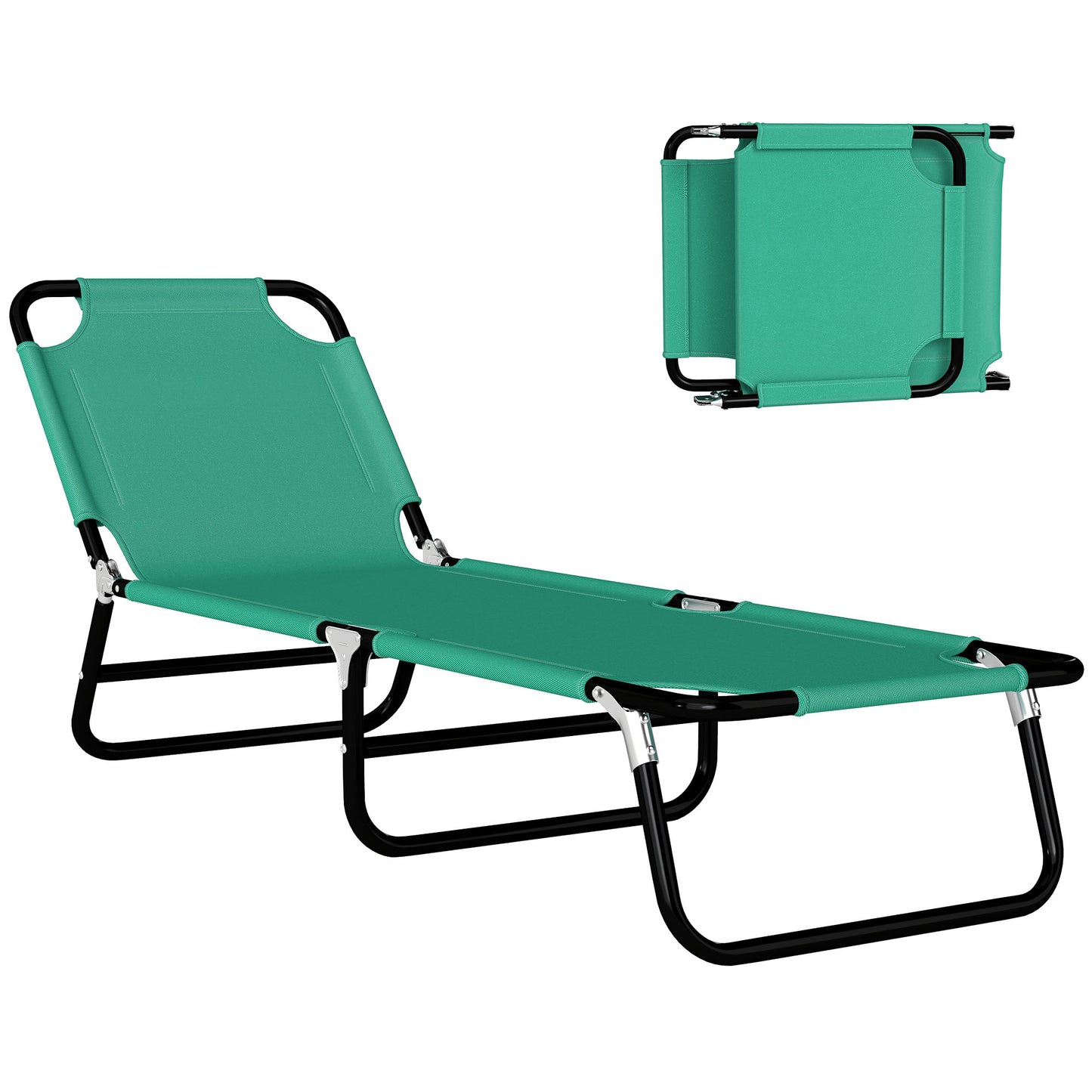 Folding Lounge Chair, Outdoor Chaise Lounge for Bench Patio, Green