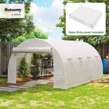 4 x 3 x 2m Polytunnel Greenhouse Replacement Cover ONLY Winter Garden Plant PE Cover for Tunnel Walk-in Greenhouse with Roll-up Windows Door Outdoor, White