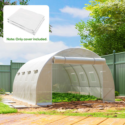 4 x 3 x 2m Polytunnel Greenhouse Replacement Cover ONLY Winter Garden Plant PE Cover for Tunnel Walk-in Greenhouse with Roll-up Windows Door Outdoor, White
