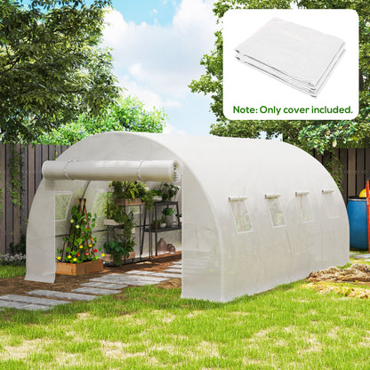 4 x 3 x 2m Polytunnel Greenhouse Replacement Cover ONLY Winter Garden Plant PE Cover for Tunnel Walk-in Greenhouse with Roll-up Windows Door Outdoor, White