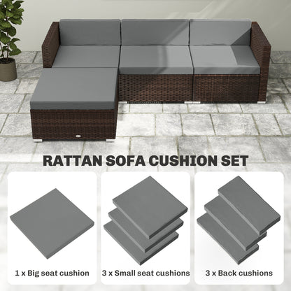 7-Piece Patio Furniture Cushions Water-Repellent 60x60cm, Dark Grey