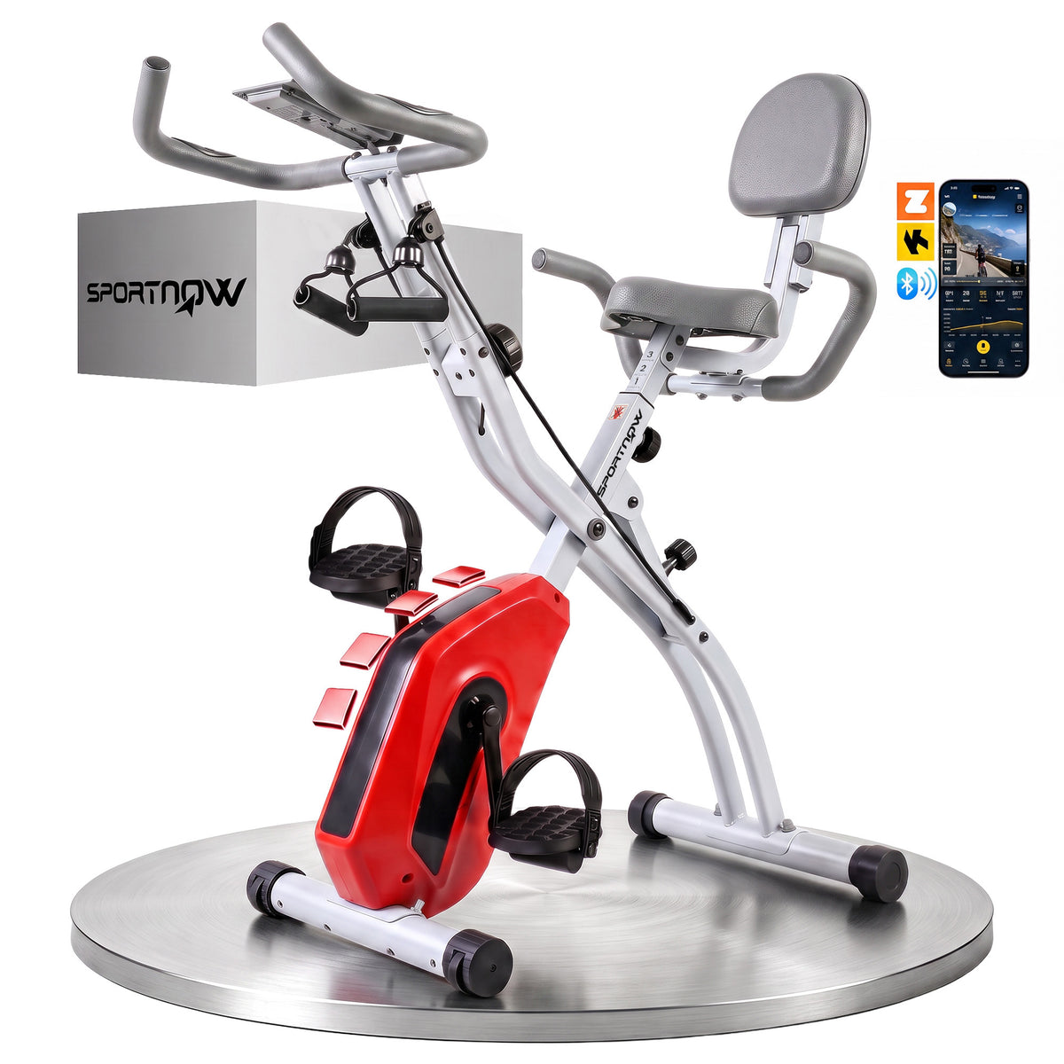 4-In-1 Folding Exercise Bike with Resistance Bands, Orange