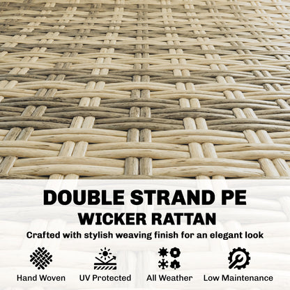 4 Seater Rattan Garden Furniture Set with Non-slip Mats, Khaki