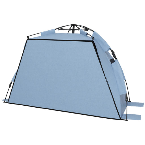 2-3 Person Pop Up Beach Tent, UPF15+ Sun Shelter with Extended Floor, Sandbags, Mesh Windows and Carry Bag, Light Blue