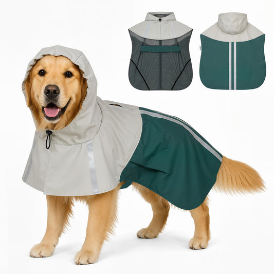 Dog Raincoat with Hood, Dog Rain Jacket, for Large Dogs, L