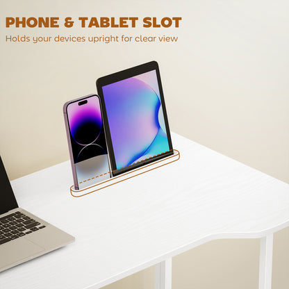 Small Writing Desk with Wheels, Folding Study Table, White