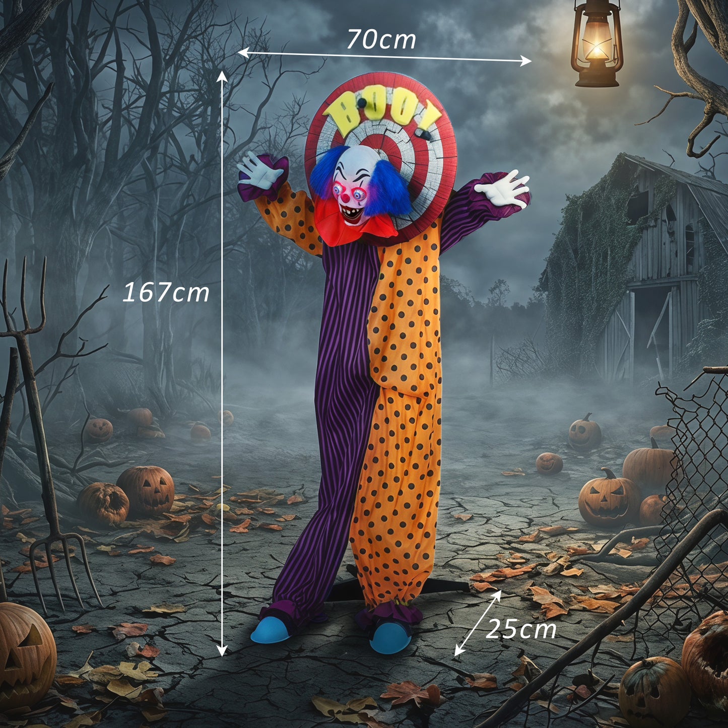 167 cm Life Size Animated Clown Halloween Decorations Outdoor Indoor
