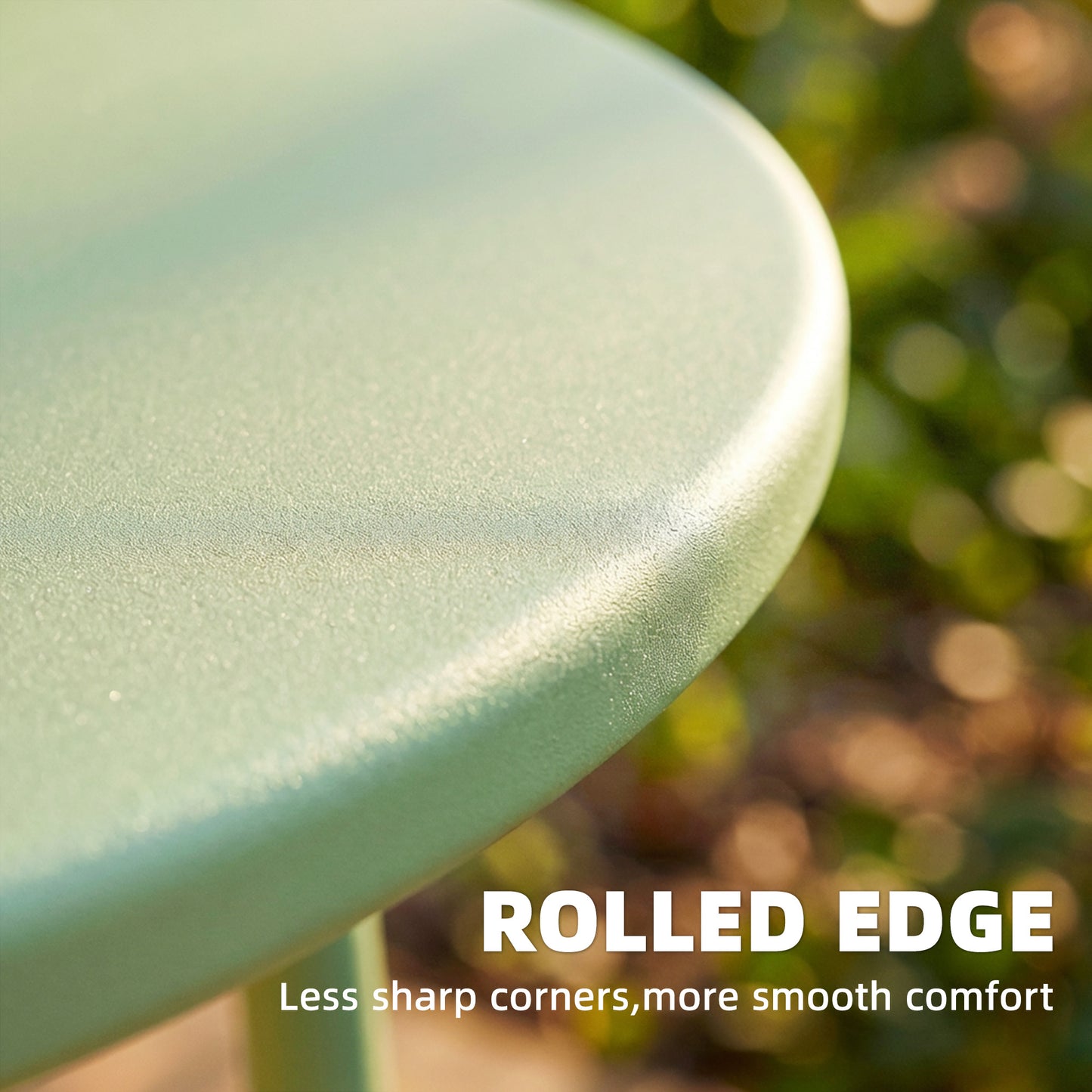 Metal Garden Side Table, 48 cm Round Outdoor Table, Green